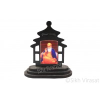 Guru Nanak Dev Ji Wood Model Color Brown Statue-Home Room Office Car Dashboard Decor Gift Item Dashboard Accessories Small Size 3.2 Inches  