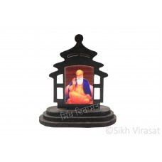 Guru Nanak Dev Ji Wood Model Color Brown Statue-Home Room Office Car Dashboard Decor Gift Item Dashboard Accessories Small Size 3.2 Inches  