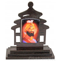 Guru Gobind Singh Ji Wood Model Color Brown Statue-Home Room Office Car Dashboard Decor Gift Item Dashboard Accessories Small Size 3 Inches  