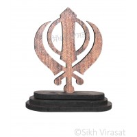 Khanda Wood Model Color Brown Statue-Home Room Office Car Dashboard Decor Gift Item Dashboard Accessories Small Size 3.2 Inches  