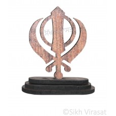 Khanda Wood Model Color Brown Statue-Home Room Office Car Dashboard Decor Gift Item Dashboard Accessories Small Size 3.2 Inches  