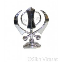 Khanda Religious Khanda Steel Model Color Silver Statue-Home Room Office Car Dashboard Decor Gift Item Dashboard Accessories Small Size 2.7 Inches  