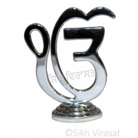 Ek Onkar Ik Onkar Steel Model Color Silver Statue-Home Room Office Car Dashboard Decor Gift Item Dashboard Accessories Small Size 2.5 Inches  