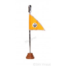 Nishan Sahib Khanda Flag Religious Punjabi: Ceramic Base Handicraft Statue-Home Room Office Car Dashboard Decor Gift Item Dashboard Accessories 8.5 Inch 