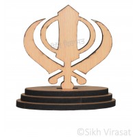Khanda Wood Model Color Light Brown Statue-Home Room Office Car Dashboard Decor Gift Item Dashboard Accessories Small Size 3 Inches  