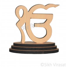 Ek Onkar Ik Onkar Wood Model Color Light Brown Statue-Home Room Office Car Dashboard Decor Gift Item Dashboard Accessories Small Size 2.7 Inches  