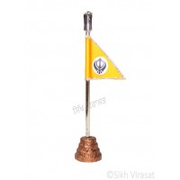 Nishan Sahib Khanda Flag Religious Punjabi: Sparkling Copper Base Handicraft Statue-Home Room Office Car Dashboard Decor Gift Item Dashboard Accessories 8.5 Inch 