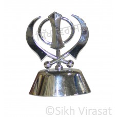 Khanda Religious Plain Khanda Steel Model Color Silver Statue-Home Room Office Car Dashboard Decor Gift Item Dashboard Accessories Small Size 4.1 Inches  