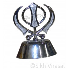 Khanda Religious Sand Pattern Khanda Steel Model Color Silver Statue-Home Room Office Car Dashboard Decor Gift Item Dashboard Accessories Small Size 4 Inches  