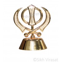 Khanda Gurbani Khanda Steel Model Color Golden Statue-Home Room Office Car Dashboard Decor Gift Item Dashboard Accessories Small Size 4.8 Inches  