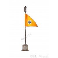 Nishan Sahib Khanda Flag Religious Punjabi: Khanda Ik Onkar Sikh symbol Handicraft Statue-Home Room Office Car Dashboard Decor Gift Item Dashboard Accessories Medium 9 Inch 