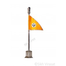 Nishan Sahib Khanda Flag Religious Punjabi: Khanda Ik Onkar Sikh symbol Handicraft Statue-Home Room Office Car Dashboard Decor Gift Item Dashboard Accessories Medium 9 Inch 