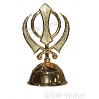 Khanda Religious Khanda Steel Model Color Golden Statue-Home Room Office Car Dashboard Decor Gift Item Dashboard Accessories Small Size 5 Inches  