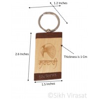 Sikh Punjabi Wooden Sardari ਸਰਦਾਰੀ Singh Kaur Key Chain Key Ring Gift Color Cream & Brown