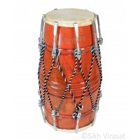 Musicals Instrument Dholki Dholak Drum, Rope Bolt Tuned, Hand Made Wood Color Brown 