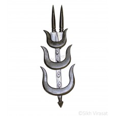 Gajga Spear Dumala Or Dumalla Shastar Iron (Punjabi: Sarabloh) Large Color Silver Size 6 Inches 