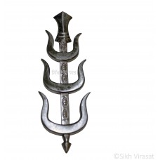 Gajga Khanda Spear Dumala Or Dumalla Shastar Iron (Punjabi: Sarabloh) Large Color Silver Size 5.5 Inches 