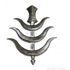 Ashtbhuja Khanda Dumala Or Dumalla Shastar Iron (Punjabi: Sarabloh) Color Silver Size 4.5 Inches
